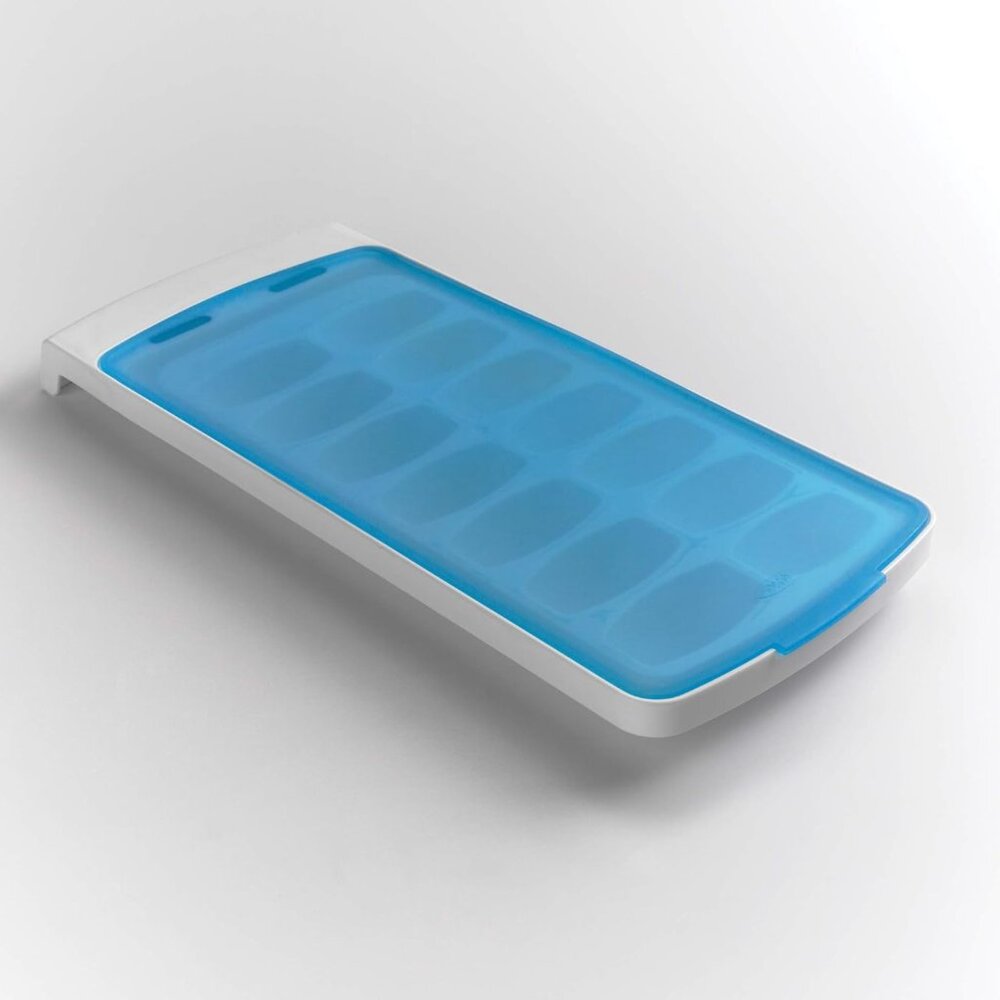 OXO Good Grips Silicone Lid Ice Cube Tray White Blue 14 Cubes Spill Resistant